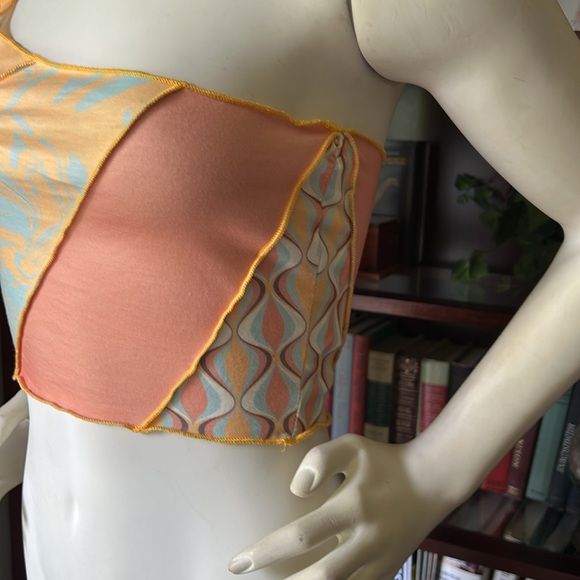 NWT Princess Polly Otis Orange Multicolor one Arm Top - Picture 4 of 8